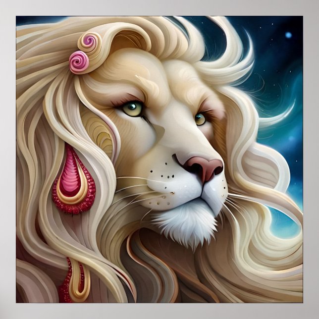 Lion's Contemplation: Pondering the Horizon Ahead Poster (Front)