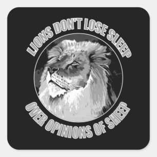 Lions Don't Lose Sleep Over Opinions Of Sheep Square Sticker
