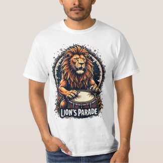 Lion's Drum Parade funny art : Majestic Lion Print T-Shirt