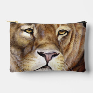 Lion's face animal fine art painting accessory pouch