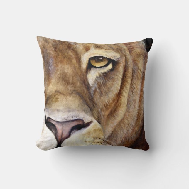 Lions face fine art throw pillow (Front)