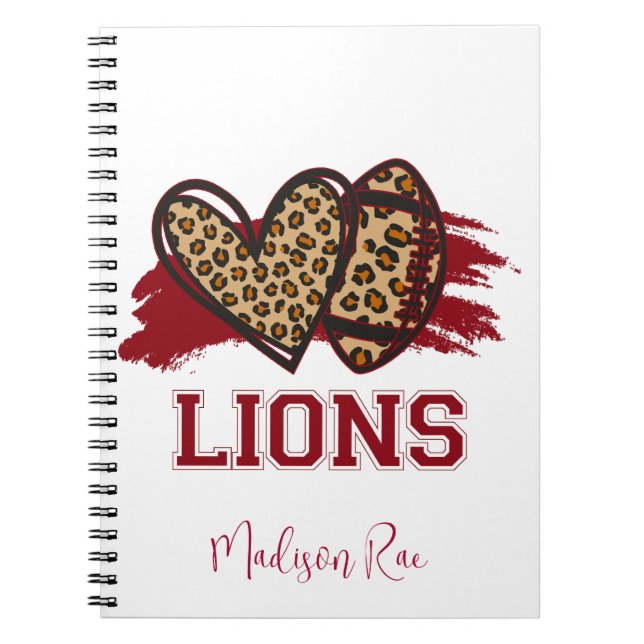 Lions Football Notebook with Name (Front)
