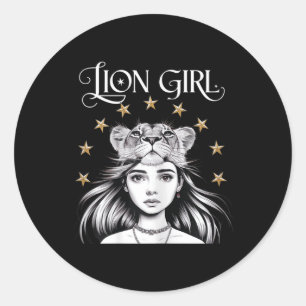 Lions Girl Funny Sports Fan Team T-shirt_1.png Classic Round Sticker