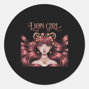Lions Girl Funny Sports Fan Team T-shirt.png  Classic Round Sticker