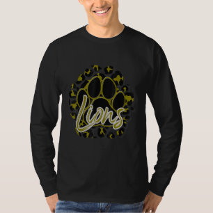 Lions Gold Black Cheetah School Sports Fan Team Sp T-Shirt