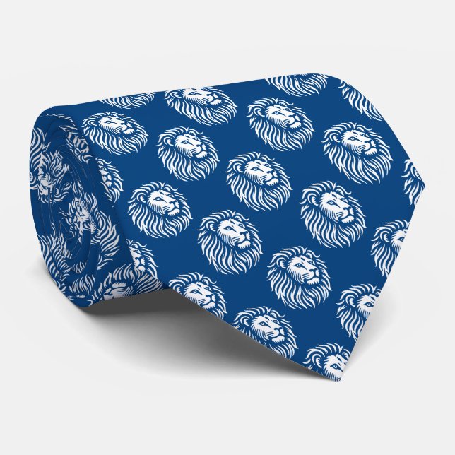 Lion's Head Pattern - White on Shibori Blue Tie (Rolled)