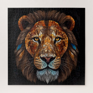 Lions head with mosaic stained glass effect jigsaw puzzle