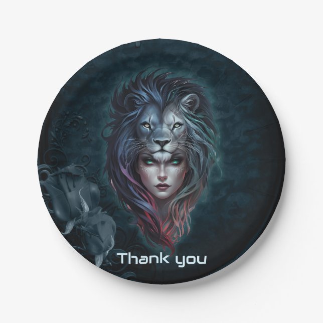 Lion's heart and feminine strength paper plate (Front)