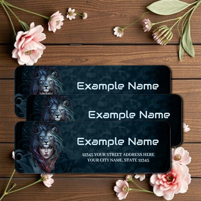 Lion's heart and feminine strength return address label (Creator Uploaded)