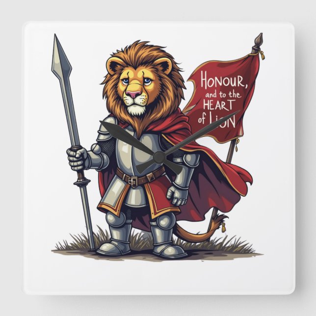 Lions heart square wall clock (Front)