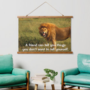 Lions in a field looking at you Hanging Tapestry