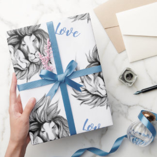 Lions in Love Wrapping Paper
