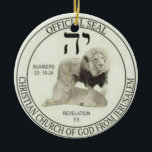 Lions of Judah Ceramic Ornament<br><div class="desc">The Lions of Judah represent Christ (male lion) and his Church (female lion), as well as the husband and wife of the faithful who wear it. This is also the official seal for members supporting or belonging to the original Christian Church of God from Jerusalem as defined by the Holy...</div>