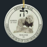 Lions of Judah Ceramic Ornament<br><div class="desc">The Lions of Judah represent Christ (male lion) and his Church (female lion), as well as the husband and wife of the faithful who wear it. This is also the official seal for members supporting or belonging to the original Christian Church of God from Jerusalem as defined by the Holy...</div>