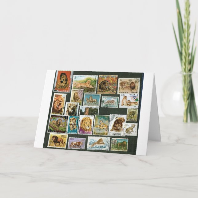 Lions on stamps card (Front)