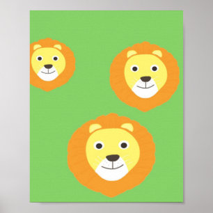 lions painting art poster