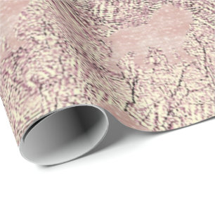 Lions Pink Rose Blush Gold Metallic Amethyst Spark Wrapping Paper