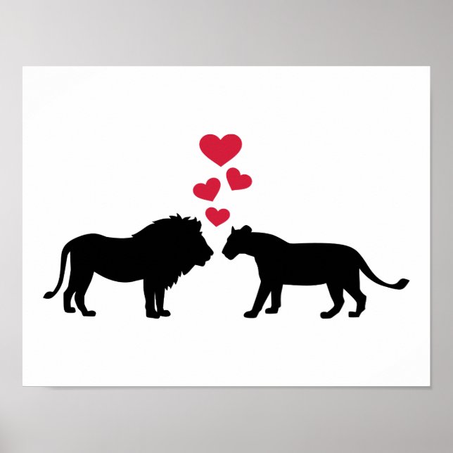 Lions red hearts love poster (Front)