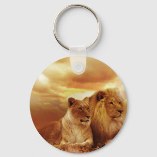 Lions relaxing in Africa Key Ring