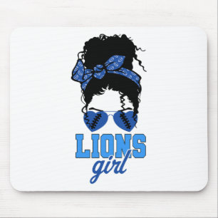 Lions Retro Girl Messy Bun Fan Team Mouse Pad