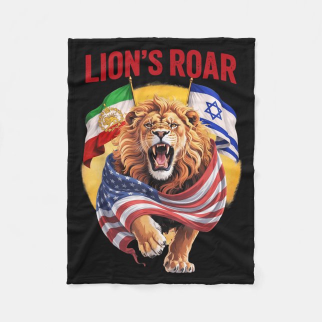 Lions Roar Funny Flag Fleece Blanket (Front)