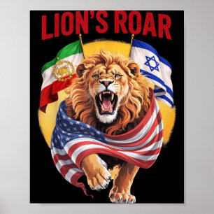 Lions Roar Funny Flag Poster