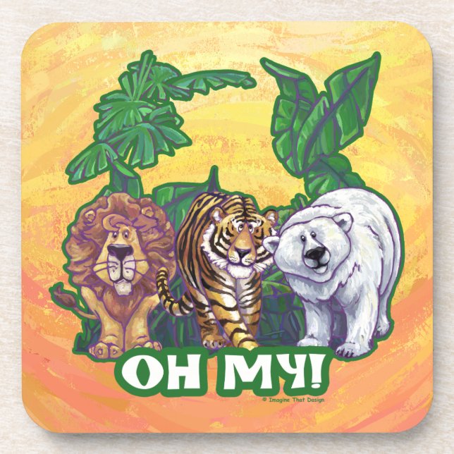 Lions Tiger Bears Oh My Heads Coaster (Front)