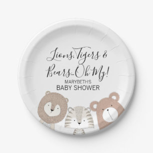 Lions Tigers Bears Animal Baby Shower Paper Plate