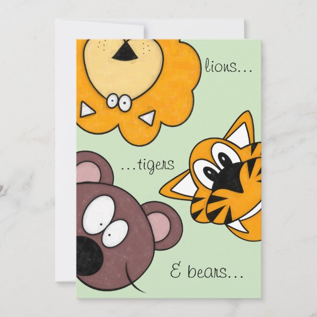 lions, tigers & bears, Oh dear birthday invitation (Front)