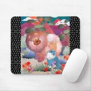 LIONZ AND DRAGONZ chow and cat - Mousepad