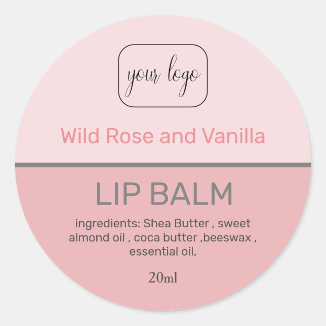 Lip Balm Add Your Own Logo Classic Round Sticker (Front)