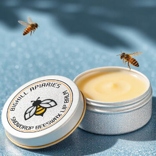 Lip Balm Container Label Yellow Bee Beeswax 
