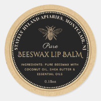 Lip Balm Label BLACK ON KRAFT Beeswax
