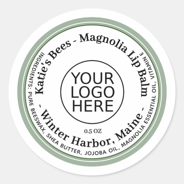 Lip Balm Label with Editable Logo and Dark Text (Front)
