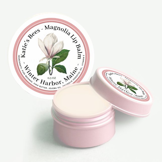 Lip Balm Label with Pale Pink Flower Illustration (Creator Uploaded)