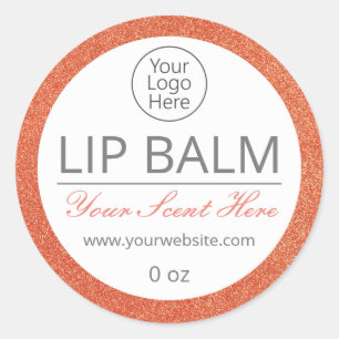 Lip Balm Labels Rose Gold Glitter Business Logo