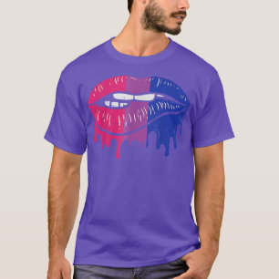 Lip Bite Retro Drip Art LGBT Biseual Colors Gay Fl T-Shirt