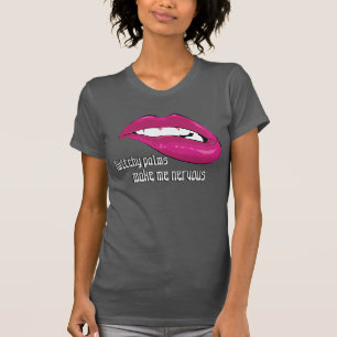lip bite twitchy palm funny tshirt dark grey