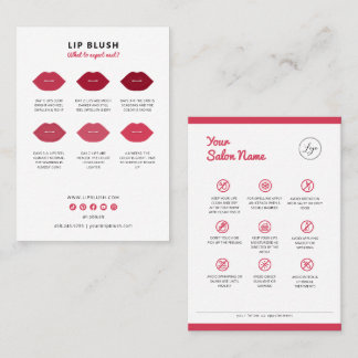 Lip Blush Aftercare Instructions PMU Instruction Business Card