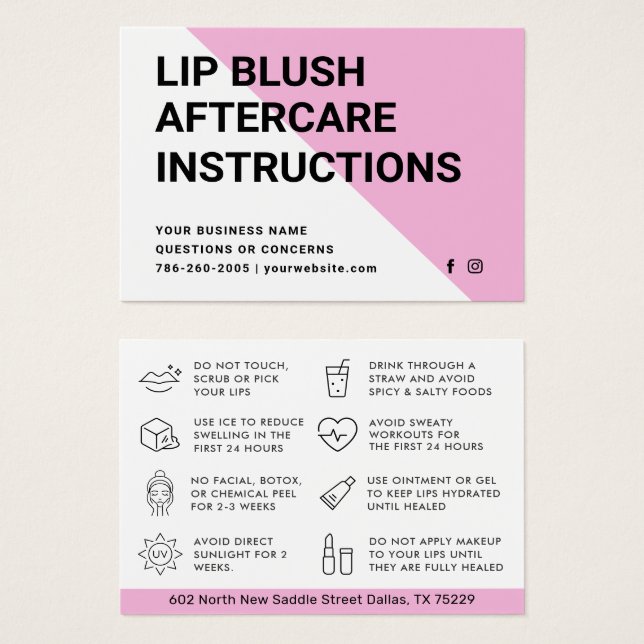 LIP BLUSH AFTERCARE INSTURCTIONS (Front & Back)