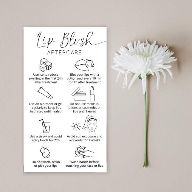 Lip Blush Tattoo Minimalist Logo After Care Guide Business Card (Creator Uploaded)