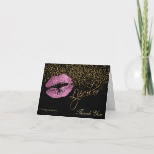 Lip colour - So Pink Lips on Black Thank You Card