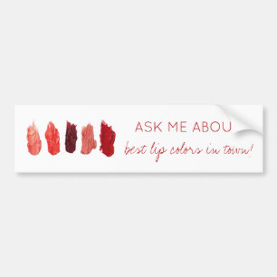 Lip colours swatches ruby red white promotional bumper sticker
