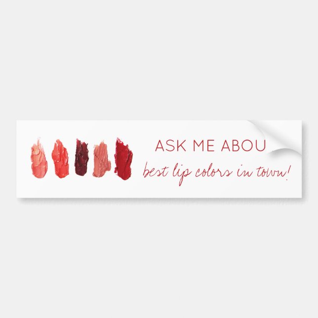 Lip colours swatches ruby red white promotional bumper sticker (Front)