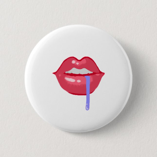 Lip Drool Button👄 6 Cm Round Badge (Front)