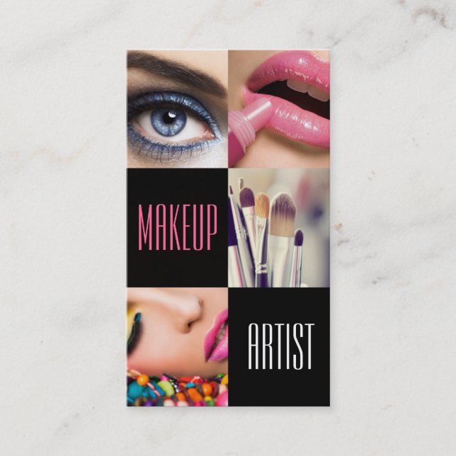 Lip Eyes Brushes MakeUp Artist, Cosmetology, Salon Business Card (Front)