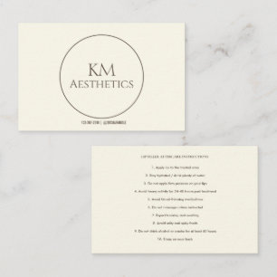 Lip Filler Aftercare Instruction Business Card