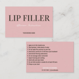 Lip Filler Aftercare Instruction Business Card