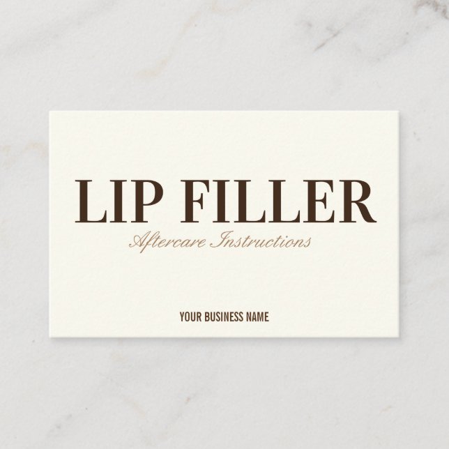 Lip Filler Aftercare Instruction Business Card (Front)