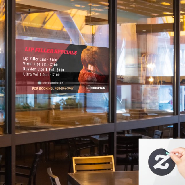 Lip Filler Services Window Cling (Restaurant Window)